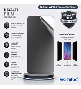 SChitec Oukitel WP200 Pro Uyumlu Ön Yüzey Hayalet Privacy Hidrojel Ekran Koruyucu
