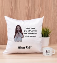Kişiye Özel Sen Onu da Soğutursun Esprili Kare Yastık ve Fincan
