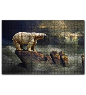 Cakapuzzle  Bulutların Üstündeki Beyaz Ayı 120 Parça Puzzle Yapboz MDF (Ahşap)