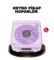 Projektör LED'li Retro Hoparlör Bluetooth AUX USB Hafıza Kartlı 360° Sesli Şarjlı