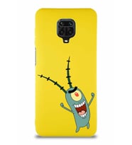 Xiaomi Redmi Note 9S Soft Premier Kapak Plankton Tasarımlı Silikon Kılıf - Sarı (Şeffaf)