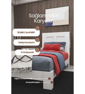 My Chapter Kitaplık Başlıklı Tek Kişilik MDF Karyola