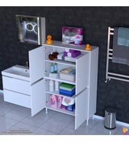 Modilayn İLKİM 100x138x32,5 cm Ekstra Düzen İçin Kullanışlı 4 Kapak 4 Bölmeli Banyo Mutfak Dolabı