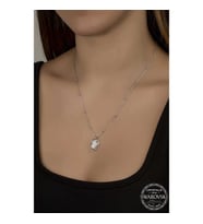 Ucarticaret S-warovski Crystal Taşlı Top Zincir Oval Gümüş Kadın Kolye