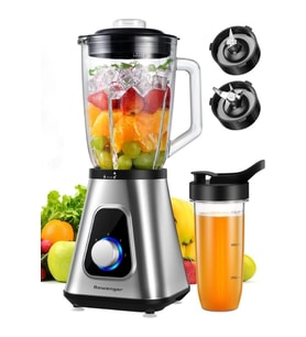 2in1 Inox 1.5lt Cam Hazneli Sürahili Smoothie Blender 600ml Kişisel Blender