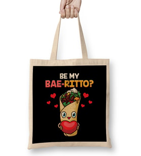 Cute & Funny Be My Bae-rrito Baerrito Burrito Pun Bez Çanta Uzun Saplı