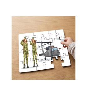 Selam Veren Askerler - Helikopter Tasarımlı 24 Parça Ahşap Çocuk Puzzle MPK0826