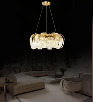 Mirella 60'lik Taşlı Avize Zarif Taşlı Modern Salon Oturma Odası Avize (Gold)