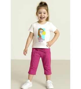 Breeze Kız Çocuk Taytlı Takım Sakız Kraliçesi Kız Baskılı 1.5-5 Yaş, Ekru