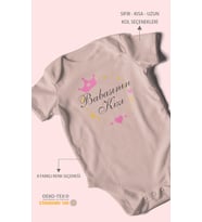 Babasının Kızı Baskılı Bebek Zıbını – Çıtçıtlı Body 8 Renk  %100 Pamuk Kısa Kol (Pastel Pembe)
