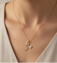 Zirkon Taş Detaylı Yusufcuk Kolye (Altın)