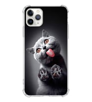 PrintiFy Apple iPhone 11 Pro Uyumlu Kedi 2 Baskılı Şeffaf Köşe Korumalı Antişok Kılıf