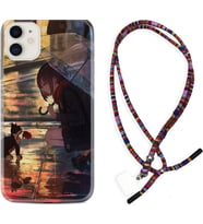 Apple iPhone 11 12 13 Mini Kılıf Boyun Asklı Rasta Silikon Kız ve Kedi 1762