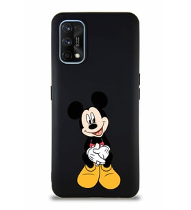 Realme 7 Pro Soft Premier Kapak Mickey Mouse-A Tasarımlı Silikon Kılıf - Siyah (Şeffaf)