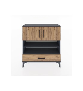 Arges Şifonyer 4 Raflı Tek Çekmeceli 2 Kapaklı 88x30x96 Antrasit-Çam