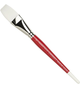 Lexroo University Serie 680 fırça kısa saplı, sentetik, beyaz, kırmızı, 1 inç