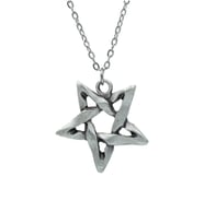 Pentagram Erkek Kadın Kolye Antik Gümüş Kaplama - 60 cm Düz Zincir