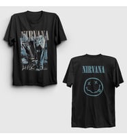Presmono Unisex Siyah Guitar Kurt Cobain Nirvana Sırt Baskılı T-Shirt 516771tt