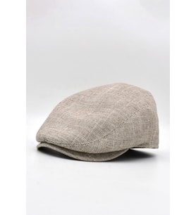 Erkek Keten Premium Bej Şapka Yazlık Flat Cap Kasket