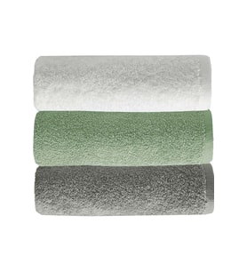 3 lü Düz Renk El Yüz Havlu Seti %100 Pamuklu 50x90 Cm Gri-Yeşil-Beyaz