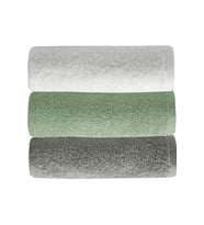 3 lü Düz Renk El Yüz Havlu Seti %100 Pamuklu 50x90 Cm Gri-Yeşil-Beyaz