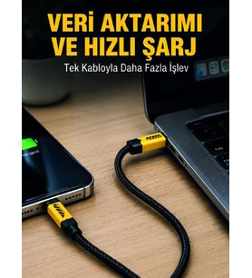3'ü 1 Arada USB Şarj Kablosu 240W Hızlı Şarj ve Veri Aktarım Kablosu