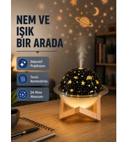 USB Projeksiyon Gece Lambası ve Hava Nemlendirici – Aromaterapi Destekli, Taşınabilir Mini