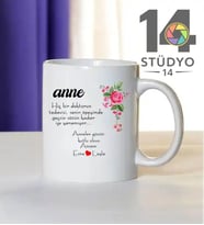 Stüdyo 14 Annler Günü Kişiye Özel Tasarlanabilir + Yazı Kupa  - Anneler Günü Hediyesi -