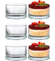 6'lı Kristal Desenli Cam Kase Seti - Şeffaf, Tatlı ve Meze Sunumu İçin, Bulaşık Makinesinde Yıkanabilir, Modern Tasarım