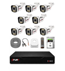 FURY 8 Kameralı 1080P Sesli 6 Warm LED Renkli Gece Görüşlü Güvenlik Kamera Sistemi 1TB 1606