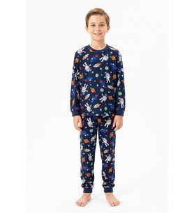 %100 Pamuk Erkek Çocuk Pijama Takımı 8-13 Yaş 12735IS MODANINO