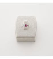Ruby Kalp ve Zirkon Kare Taşlı Gümüş Yüzük