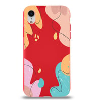 PrintiFy Apple iPhone XR Uyumlu Lansman Kılıf Karışık Renkler Tasarımlı İçi Kadife Kapak (Kırmızı)