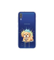Samsung Galaxy M10 ile Uyumlu Splash Köpek Tasarımlı Şeffaf Silikon Kılıf
