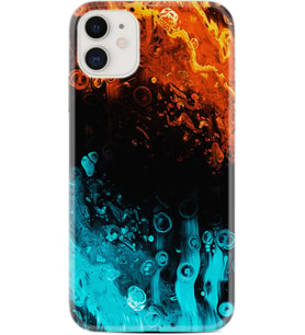 Apple iPhone 11 12 13 Mini Kılıf Desemli Silikon Orange Blue Color 1665