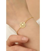 925 Ayar Gümüş Hayat Ağacı Bileklik (Gold)