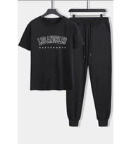 Unisex Los Angles Baskılı 2'li Eşofman Takımı (Siyah)