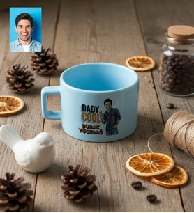 Kişiye Özel Karikatürlü Babaya Hediye Daddy Cool Lüks Pastel Fincan Babalar Günü Hediyesi