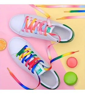 100 Cm Çok Renkli Rengarenk Gökkuşağı Sneaker Spor Ayakkabı Bağcığı İpi Renkli Bağcık 1 Çift