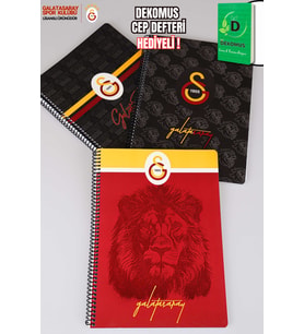 "DEKOMUS CEP DEFTERİ HEDİYELİ" LİSANSLI GALATASARAY "TEKLİ" SPIRALLI ÇİZGİLİ A4 KARTON KAPAK 72 YAPRAK DEFTER