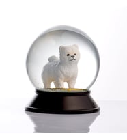 Snoowg Cam ve Reçine Altın Patiler Köpek Pomeranian Boo (Beyaz) Kar Küresi Hediye