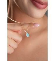 925 Ayar Gümüş Gold Kaplama Opal Taşlı Şans Balık Kolye