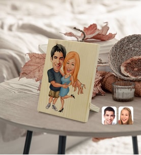 BK Gift Kişiye Özel Sevgililer Karikatürlü Dekoratif Ahşap Çerçeve Model 14