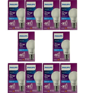 Philips 8W (60W) 6500K (Beyaz Işık) E27 Duylu Klasik Led Ampul (10 Adet)
