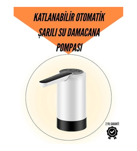 Mey İthalat® Taşınabilir Şarjlı Damacana Su Pompası Hijyenik Tasarım