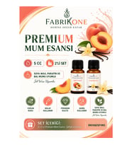 Premium Mum Esansı 5 cc 2'li Set - Şeftali, Vanilya - Soya Wax, Parafin, Jel Wax ve Bal Mumu Uyumlu BKFAB2SFVN5