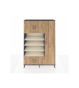 Hyperion Dolap 11 Raflı 5 Kapaklı 132x44x195 Antrasit-Çam/Aytaşı
