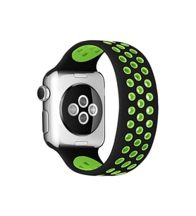 Mey İthalat® Watch 38Mm Ayarlı Delikli Silikon Kordon - Siyah-Yeşil