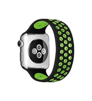 Mey İthalat® Watch 38Mm Ayarlı Delikli Silikon Kordon - Siyah-Yeşil