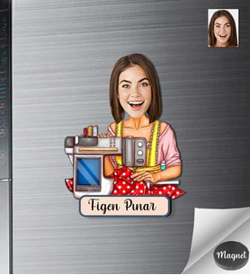 Kişiye Özel Terzi Kadın Ahşap Magnet -2